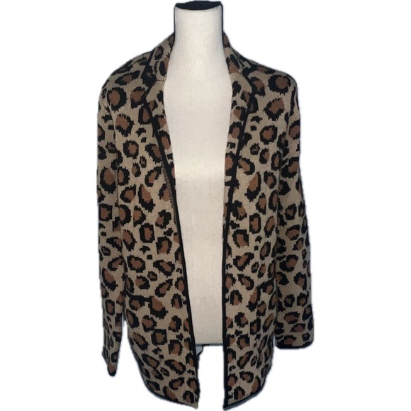 Talbots Sweaters - NEW! Talbots‎ Leopard Animal Print Sweater Blazer Sz XS Pockets Wool Blend $179